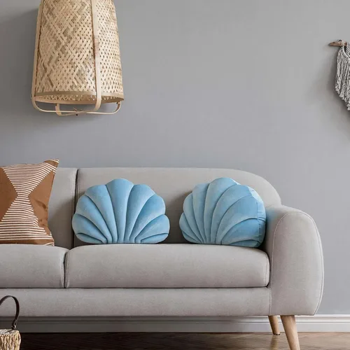 Miniatura 7 de Marsui Almohada decorativa de conchas marinas, decoración de habitación preparada, regalo de fiesta, cojín suave para silla, bonita almohada de Azul