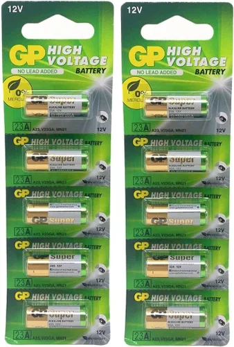 Batería de repuesto A23 12V Alcalina 23-A 23AE GP - Paquete de 10