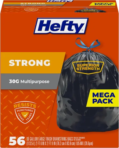 Bolsas para basura Hefty Grandes, Resistentes para basura , 30 Galones, 56 Unidades
