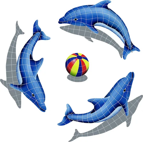 Miniatura 9 de Dolphin Group - Mosaico de cerámica para piscina (azul, 42 x 42 pulgadas)