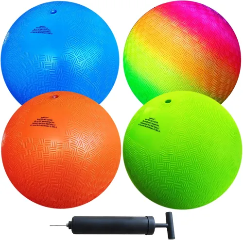 Miniatura 8 de AppleRound Bolas de juego Dodgeball de 8.5 pulgadas, paquete de 4 bolas con 1 bomba, tamaño oficial para Dodge Ball, balonmano, campamentos y Verde