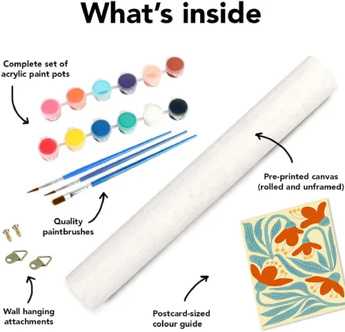Miniatura 3 de Clendo Juego de 6 paquetes de pintura por números para adultos, kit de pintura por números de flores fáciles para adultos en lienzo sin marco