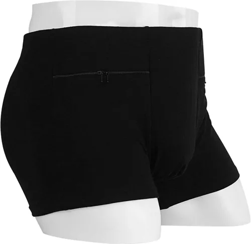 Miniatura 2 de LUEXBOX 4 Packs Pocket Underwear for Men with Secret Hidden Pocket, Travel Boxer Brief, (Black)