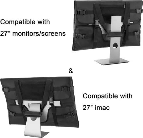 Miniatura 2 de Trunab Funda de transporte de viaje para pantallas LCD y monitores de 27", con forro acolchado de terciopelo, bolsa protectora para monitor Negro