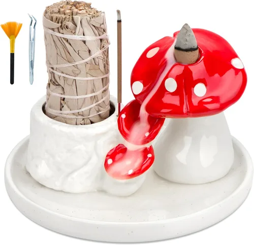 Miniatura 12 de ZenBless Soporte de incienso multifunción para quemar Palo Santo, manchas de salvia, varillas de incienso, soporte de cerámica hecho a mano
