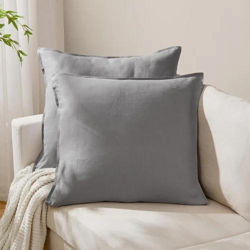 Miniatura 7 de DAPU - Fundas de almohada de lino puro (1 par), tejido de lino natural francés 100% (Queen, blanco)