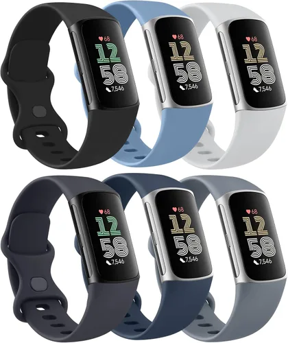 Miniatura 12 de Tobfit Paquete de 6 correas deportivas compatibles con Fitbit Charge 6/Fitbit Charge 5 para mujeres y hombres, correas de silicona suave