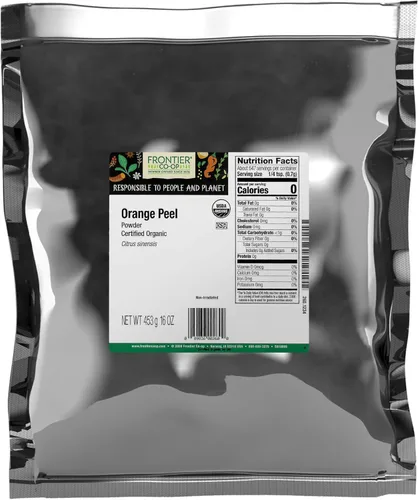 Frontier Co-op Polvo orgánico de cáscara de naranja – Bolsa a granel de 1 libra, polvo de naranja puro – Potente sabor cítrico, perfecto para