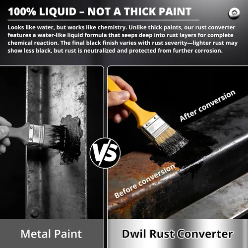 Miniatura 2 de DWIL Convertidor de óxido para metal, pintura metálica de alto flujo 2 en 1, convierte el óxido en revestimiento protector de larga duración