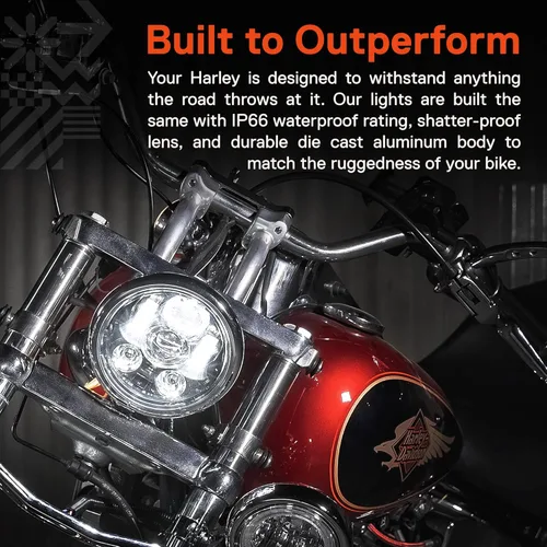 Miniatura 4 de TRUE MODS 5.75" 5-3/4 Harley LED Faro para Harley Davidson [Acabado Cromado] Faro LED Redondo para Motocicleta para Dyna Street Bob Super Wide Glide