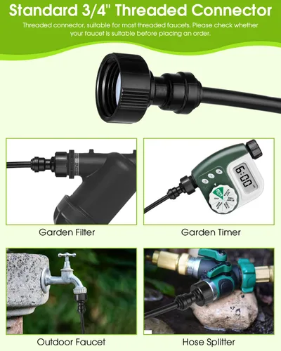 Miniatura 4 de Sistema de riego automático de refrigeración por niebla, sistema de nebulización de 33 pies y 10 boquillas de nebulización de latón, kit de rociador