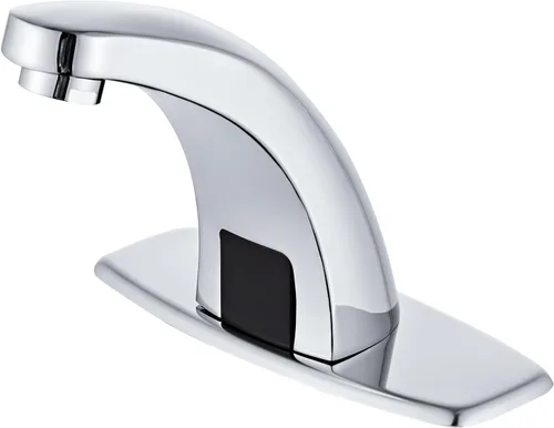 Grifo de lavabo de baño sin contacto con sensor de movimiento automático, manos libres, grifos comerciales cromados con válvula mezcladora de