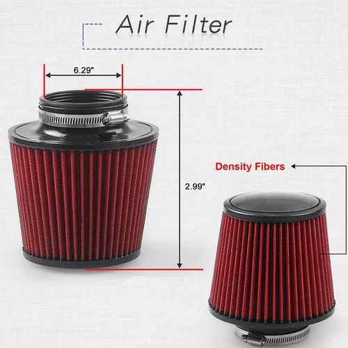 Miniatura 3 de Sporacingrts Tubo de admisión de aire frío, 76mm 3 pulgadas Kit universal de filtro de aire de rendimiento para automóvil, filtro turbo de entrada