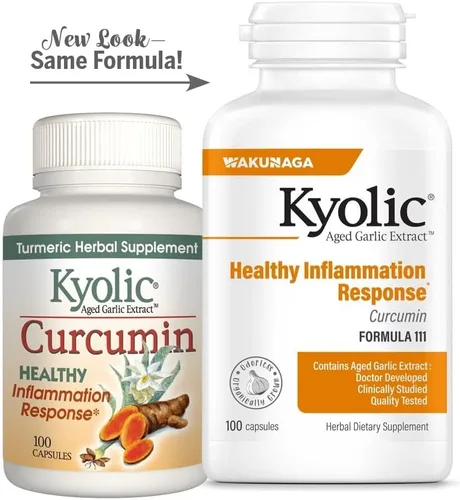 Miniatura 5 de Kyolic Fórmula 111 de extracto de ajo envejecido, respuesta saludable a la inflamación*, curcumina, 100 cápsulas