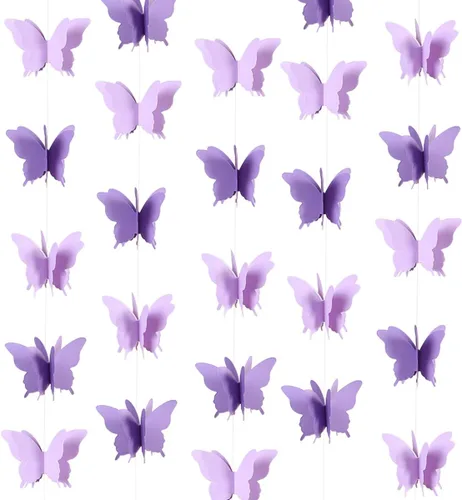CIEOVO Guirnalda colgante de mariposa de papel 3D, banderines de papel para decoración de fiesta, boda, baby shower, decoración del hogar, color