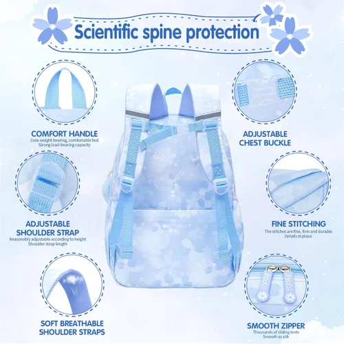 Miniatura 4 de Linda Mochila para Niñas Bolso Escolar para Estudiantes Niños Bolso de Libros con Múltiples Bolsillos Mochila Infantil Resistente a Salpicaduras