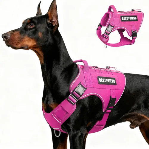 Miniatura 11 de Arnés Táctico para Perros Talla Pequeña, Sin Tirones Chaleco Militar para Perros con Asa, Arnés Reflectante de Servicio Pesado para Mascotas