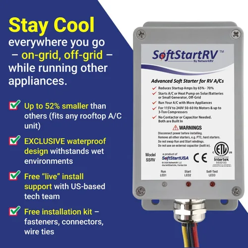 Miniatura 2 de SoftStartRV arranque suave para aire acondicionado de RV, kit de arranque suave de CA para aire acondicionado, fácil arranque incluso con un