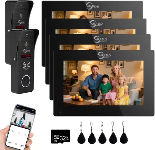 Miniatura 13 de ANJIELO SMART Timbre de video con cable con monitor interior, sistema de intercomunicación de video con cable, audio bidireccional, detección