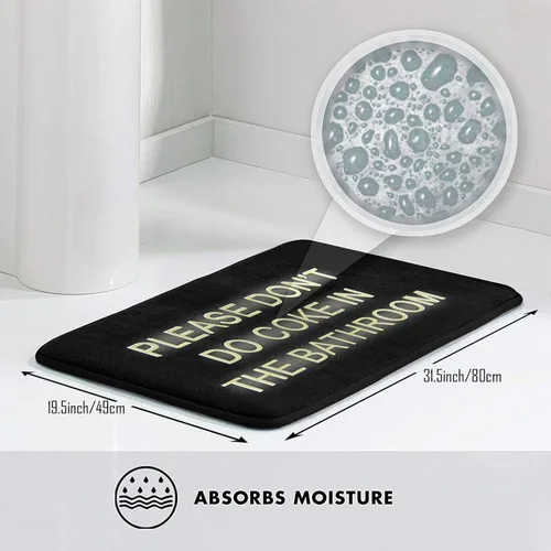 Miniatura 3 de Tapetes de baño con texto en inglés «Please Don't Do Coke in The Bath», alfombras negras de 19.5 x 31.5 pulgadas para bañera, decoración divertida