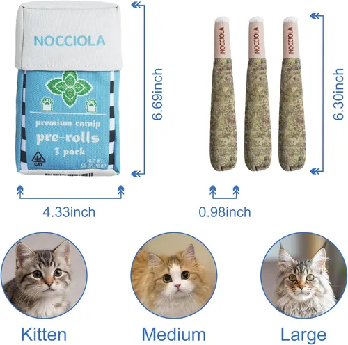 Miniatura 3 de Nocciola Paquete de 3 juguetes de hierba gatera para gatos, divertidos juguetes para gatos rellenos con hierba gatera orgánica 100% pura, juguetes