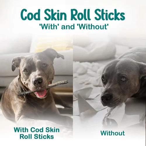 Miniatura 6 de Ocean Tides Bacalao Skins para perros y gatos 12 onzas – Golosinas para la piel de peces del Atlántico islandés, palitos secos y crujientes