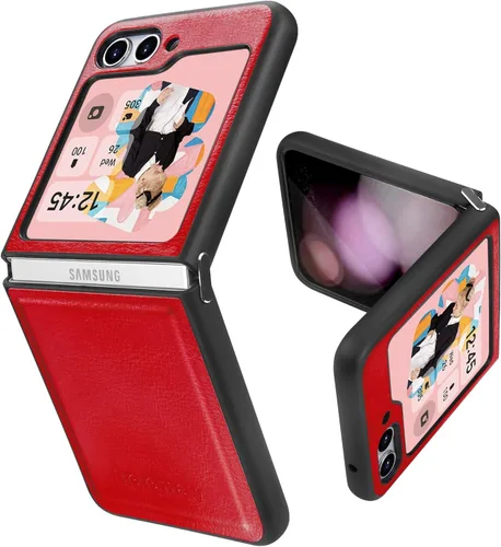Miniatura 9 de Belemay Funda para Samsung Galaxy Z Flip 5, piel auténtica+TPU suave, protección delgada, a prueba de golpes, delgada Samsung Z Flip5, compatible