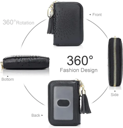 Miniatura 2 de APHISON RFID - Porta tarjeta de crédito con cremallera carteras pequeñas para mujer en cuero estilo girasol para mujer y niña caja de regalo 1927