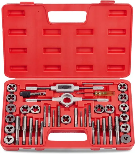 Miniatura 10 de Orion Motor Tech Juego de 60 piezas de tarrajas y machuelos de tamaños métricos y estándar incluidos Kit de tarrajas y machuelos métrico y SAE