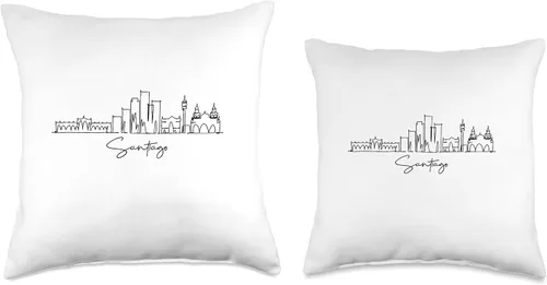 Miniatura 3 de city skyline Retro Santiago Chile City Skyline Travel Souvenir Tourist Retro Santiago Chile - Almohada de 16 x 16 pulgadas, multicolor