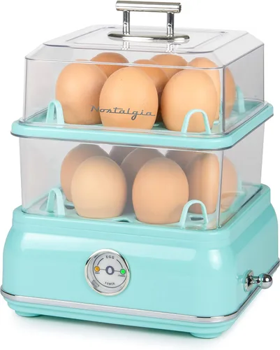 Nostalgia CLEC14AQ Retro Premium Cocedor Eléctrico de Huevos Duros Grande de 14 Huevos, Escalfados, Revueltos, Tortillas, Claras, Sándwiches, para
