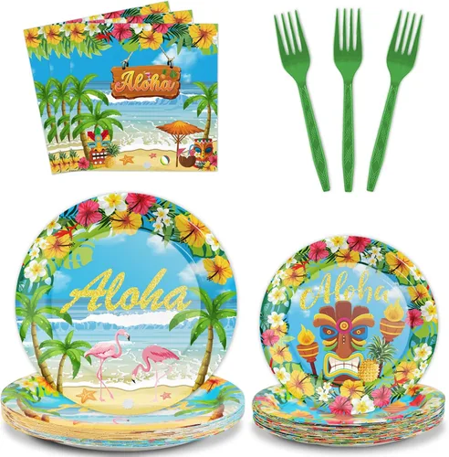 Miniatura 23 de Tevxj Juego de vajilla de 96 piezas para fiesta mexicana de feliz cumpleaños, platos de postre desechables, platos de fiesta, servilletas, tenedores
