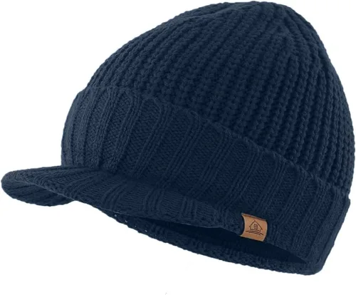 Miniatura 15 de Home Prefer - Gorro de invierno para hombre de punto grueso con visera, gorro tipo newsboy