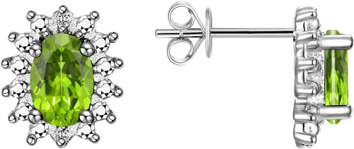 Miniatura 15 de Rylos Aretes tipo dormilona de plata de ley 925, ovalados y diamantes de 0.236 x 0.157 pulgadas, exquisitas joyas de piedra