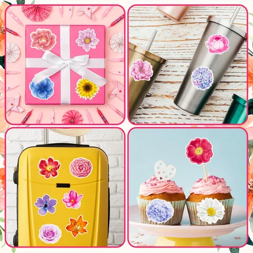 Miniatura 7 de 1200 calcomanías de flores, rollo de calcomanías de flores para niños, rollo de flores para álbumes de recortes, botellas de agua, decoraciones