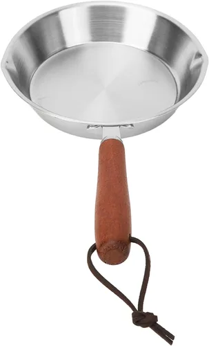 Miniatura 3 de Sonew Mini sartén de acero inoxidable, sartén antiadherente con mango de madera maciza para cocina de inducción, sartén portátil para restaurante