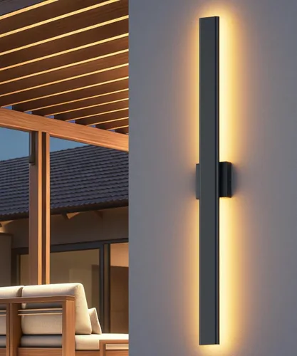 Miniatura 22 de Aipsun Aplique de pared negro para exteriores, 3000 K, 4000 K, 6000 K, 23.6 pulgadas, luz exterior moderna de 23.6 pulgadas, 1 paquete, luz de pared
