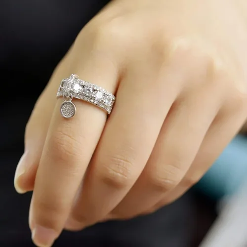 Miniatura 8 de Anillo de moda para mujer, anillos de boda, bonitos anillos de lujo para mujer, circonita cúbica incrustada, anillo redondo para boda, fiesta