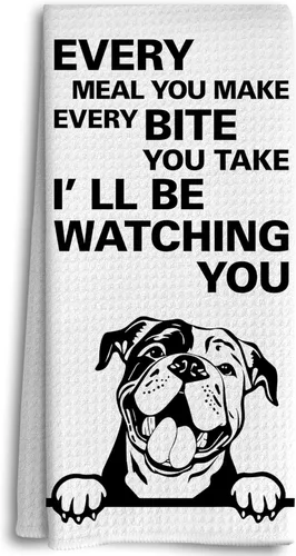Toallas de Cocina Divertidas, Cada Comida Que Haces Cada Bocado Que Tomas - Bulldog Continental Toallas de Cocina Decorativas para Regalos de Cocina