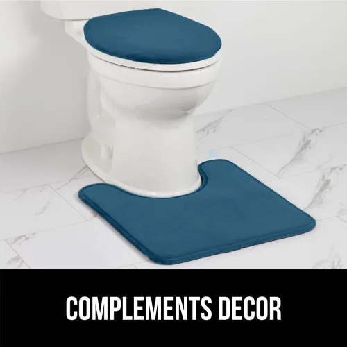 Miniatura 8 de GORILLA GRIP Funda gruesa de espuma viscoelástica para tapa y asiento de inodoro de baño, parte superior de terciopelo suave, lavable a máquina, Azul
