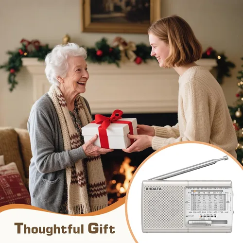 Miniatura 9 de XHDATA D219 Radios Portátiles AM FM con Fuerte Recepción Diseño Compacto, Pequeña Radio Transistor Operada con Pilas (AA) Altavoz de Sonido Claro
