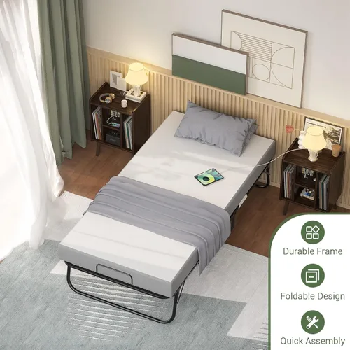 Miniatura 3 de Unikito Cama plegable con colchón para adultos, 75 x 31 pulgadas, cama de invitados portátil plegable con colchón de espuma viscoelástica y marco