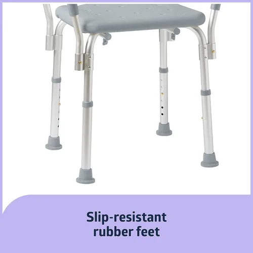 Miniatura 5 de Medline - Asiento de ducha con respaldo para baño con reposabrazos acolchados, ideal para bañeras, soporte robusto de hasta 350 libras, cómodo