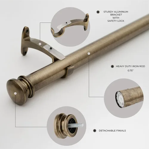 Miniatura 4 de Deco Window - Varilla ajustable para cortinas para ventanas de 18 a 44 pulgadas, poste de hierro de 1 pulgada extendible de alta resistencia