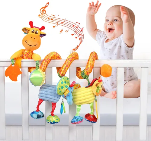 Miniatura 2 de Juguetes Jollybaby para cuna, cochecito y asiento de auto para bebé de 0-3-6-9-12 meses, juguetes sensoriales colgantes para tiempo boca abajo