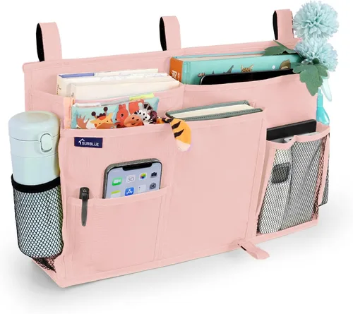 Miniatura 18 de Surblue Organizador de cama colgante para mesita de noche, bolsa de almacenamiento con bolsillo para literas y camas de hospital, habitaciones