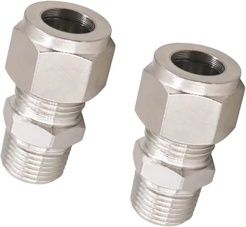 Miniatura 17 de Acoplamiento de compresión de acero inoxidable 304 para conectar tubo de 1/2 pulgada de diámetro exterior x rosca macho NPT de 1/4 pulgada