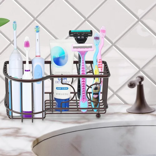 Miniatura 6 de Simple Houseware Soporte para cepillos de dientes multifuncional de 6 ranuras, bronce