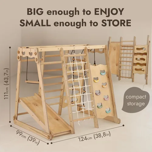 Miniatura 4 de Goodevas Improves 9-in-1 Indoor Climbing Frame for Kids, Montessori Climbing Frame with Slide, Swing, Climbing Wall, Climbing Triangle - Playground