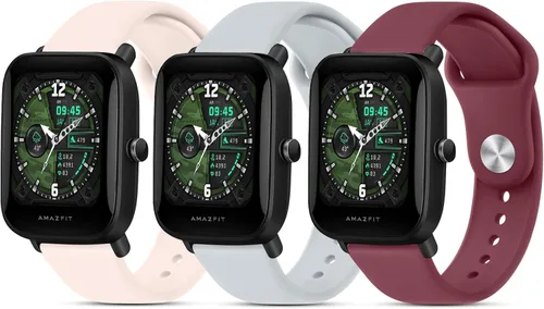 Bandas de silicona para Amazfit Bip 3 Pro/Bip U Pro/GTR de 1.654 in, 0.787 in, paquete de 3 pulseras de repuesto suaves de liberación rápida con